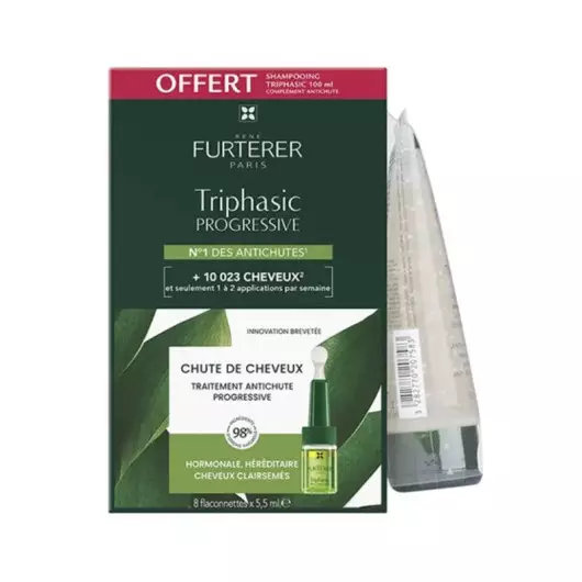 RENE FURTERER - PROMO PACK TRIPHASIC Progressive 8x5.5ml ΜΕ ΔΩΡΟ Shampooing Antichute - 100ml